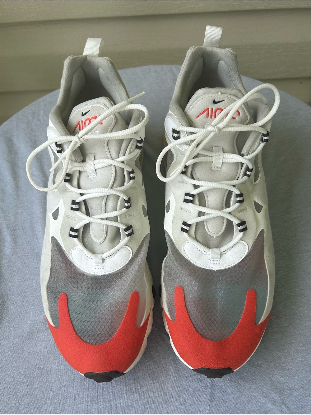Nike Air270 react Men’s Sneakers — White, Gray & Red Accents
